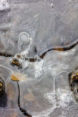 Göl suyunun üzerinde buz oluşumu, soyut arkaplan