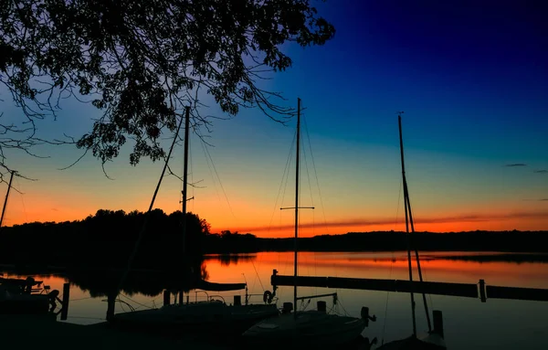 Puesta Sol Sobre Lago Kensington Michigan — Foto de Stock