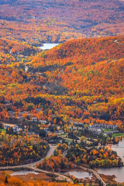 Mont Tremblant Vista Aérea Aldeia Hora Outono — Fotografia de Stock