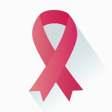 Kanser farkındalığı pembe kurdele beyaz arka planda izole.
