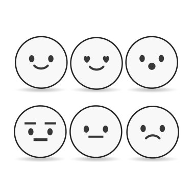 Anahat ifadeleri, beyaz arka plan üzerinde vektör illüstrasyon izole emoji kümesi.