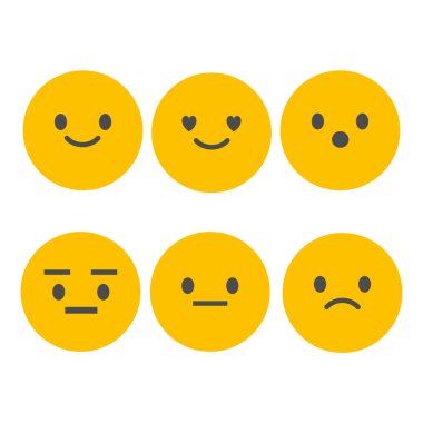 İfadeler kümesi. Emoji kümesi. Beyaz arka plan üzerinde izole vektör çizim