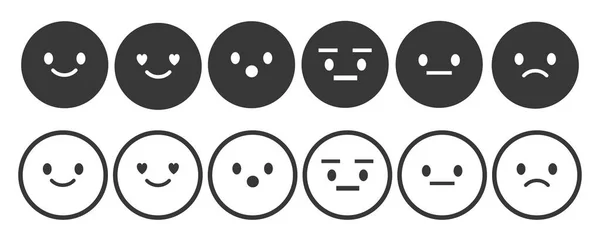 Conjunto de emoticons de contorno, emoji isolado em fundo branco, ilustração vetorial . —  Vetores de Stock