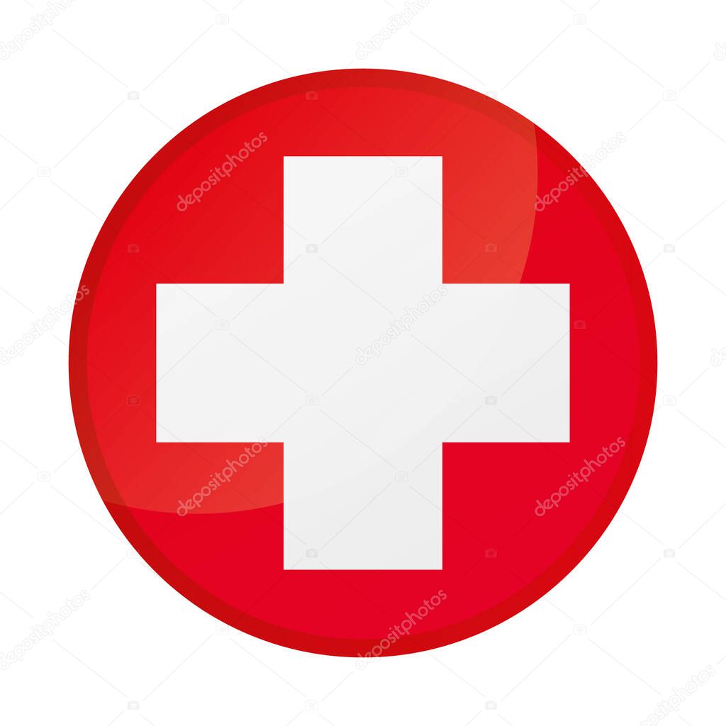 Cross red hospital medical vector sign, symbol. Medical cross isolated on a white background