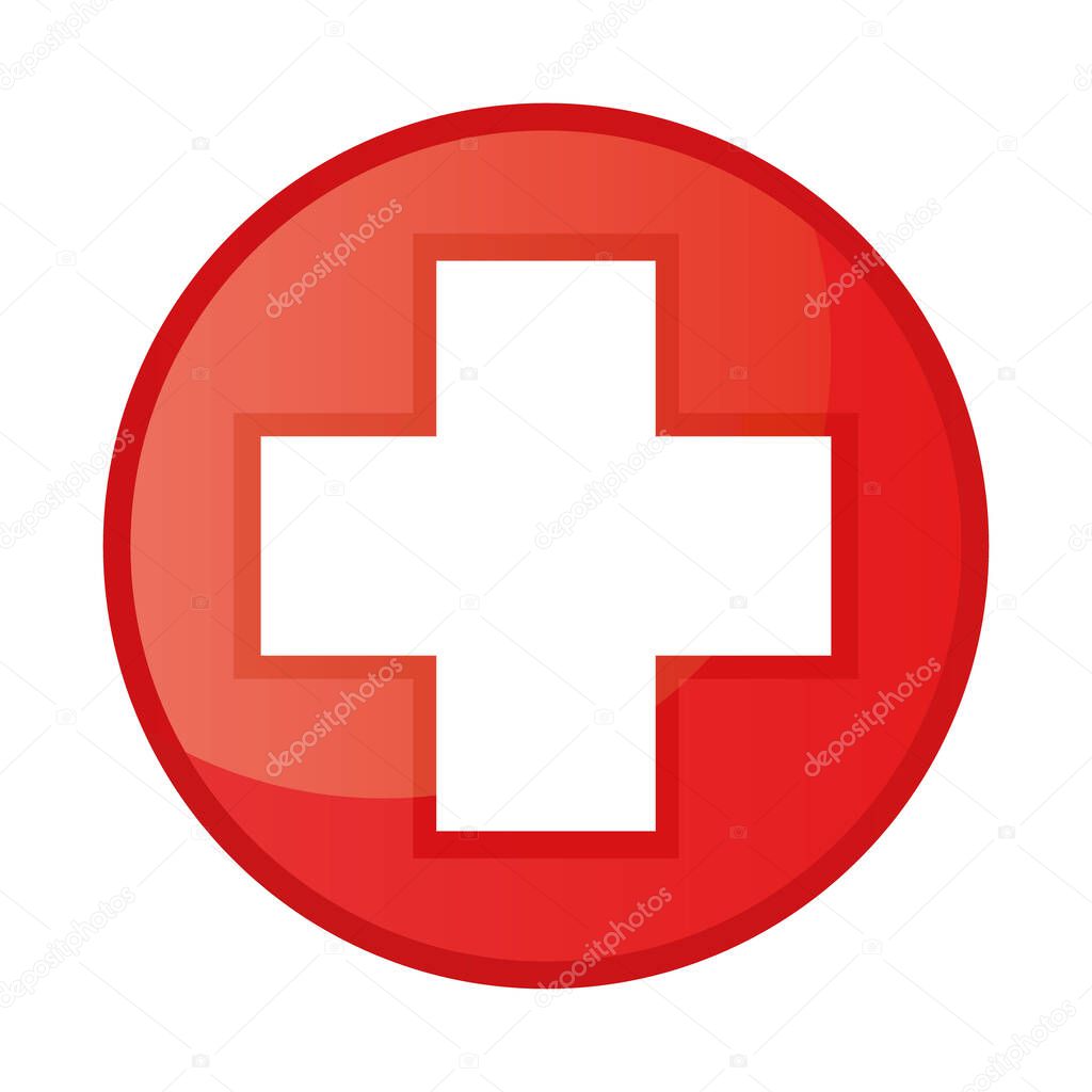 Cross red hospital medical vector sign, symbol. Medical cross isolated on a white background.