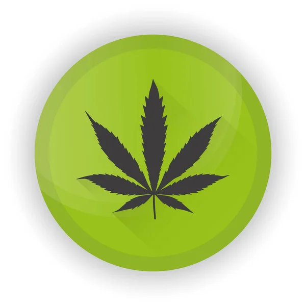 Hoja de marihuana diseño plano icono de sombra larga. Hierba de cannabis. Símbolo de silueta vectorial . — Vector de stock