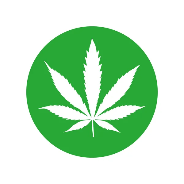 Zelená ikona marihuanového listu v zeleném kruhu. — Stockový vektor