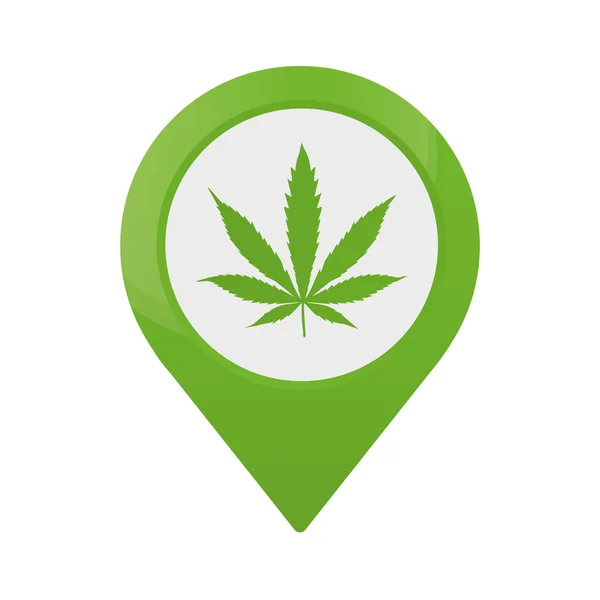 Ikona umístění úložiště marihuana. Mapa ukazatel. Konopí, marihuana leaf. Web pinpoint plevel. Izolované vektorové ilustrace — Stockový vektor