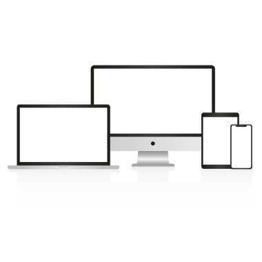 dizüstü bilgisayar, akıllı telefon, tablet, bilgisayar, görüntü izole mockup beyaz arka plan