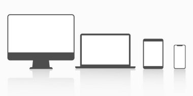 Screen mockup. Computer monitor, laptop, tablet and smartphone