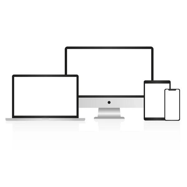 dizüstü bilgisayar, akıllı telefon, tablet, bilgisayar, görüntü izole mockup beyaz arka plan