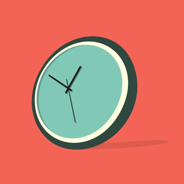 Horloge icône ombre longue illustration sur un fond vert — Image vectorielle