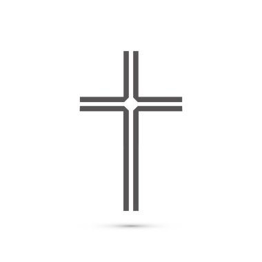 Siyah Hıristiyan çapraz simgesi. Soyut çizgi Hıristiyan çapraz. Vektör çizim.