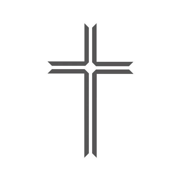 Zwarte christelijke kruis pictogram. Abstracte lijn christelijke kruis. Vectorillustratie. — Stockvector