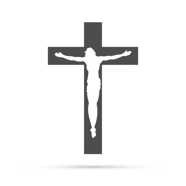 Silhouette de la crucifixion de Jésus-Christ sur fond blanc — Image vectorielle