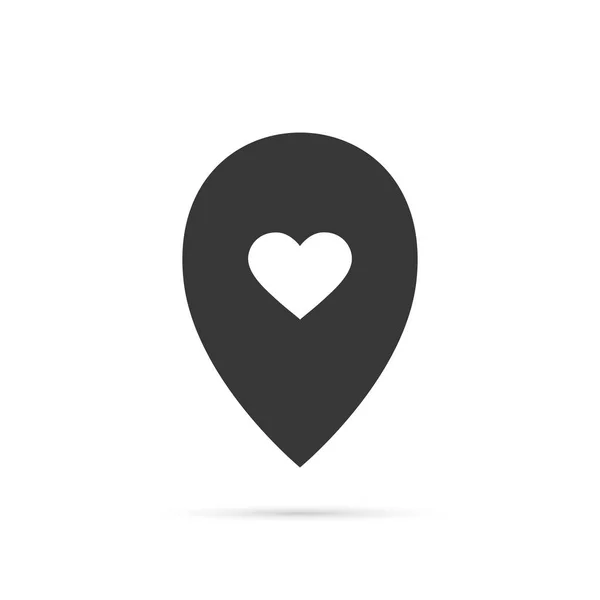 Wskaźnik mapy z ikoną serca, koncepcja miłości na białym tle. — Wektor stockowy