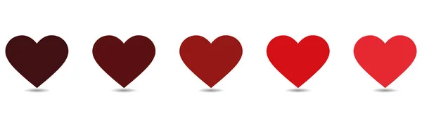 Набор икон красных сердец. Векторная иллюстрация — стоковый вектор