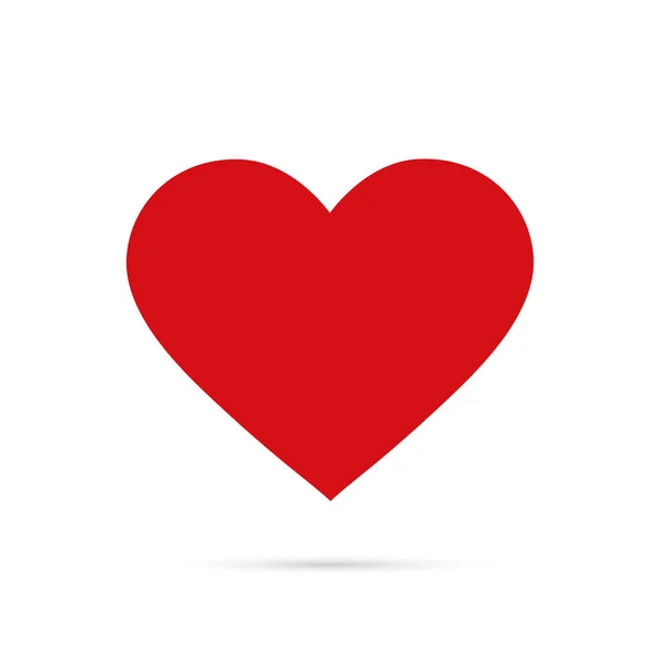 Icono corazón rojo en estilo plano. Aislado sobre un fondo blanco . — Archivo Imágenes Vectoriales