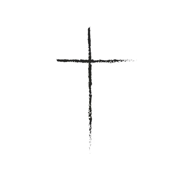 Croix dessinée à la main. Croix vectorielle. La croix est faite avec un pinceau . — Image vectorielle