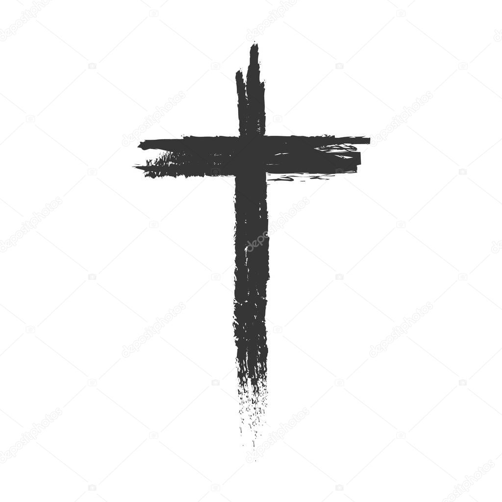 Hand drawn cross. Vector cross. The cross is made with a brush.