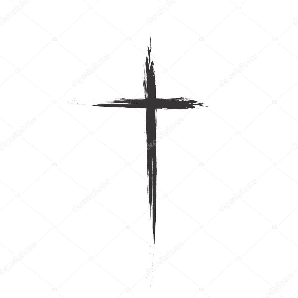 Hand drawn cross. Vector cross. The cross is made with a brush
