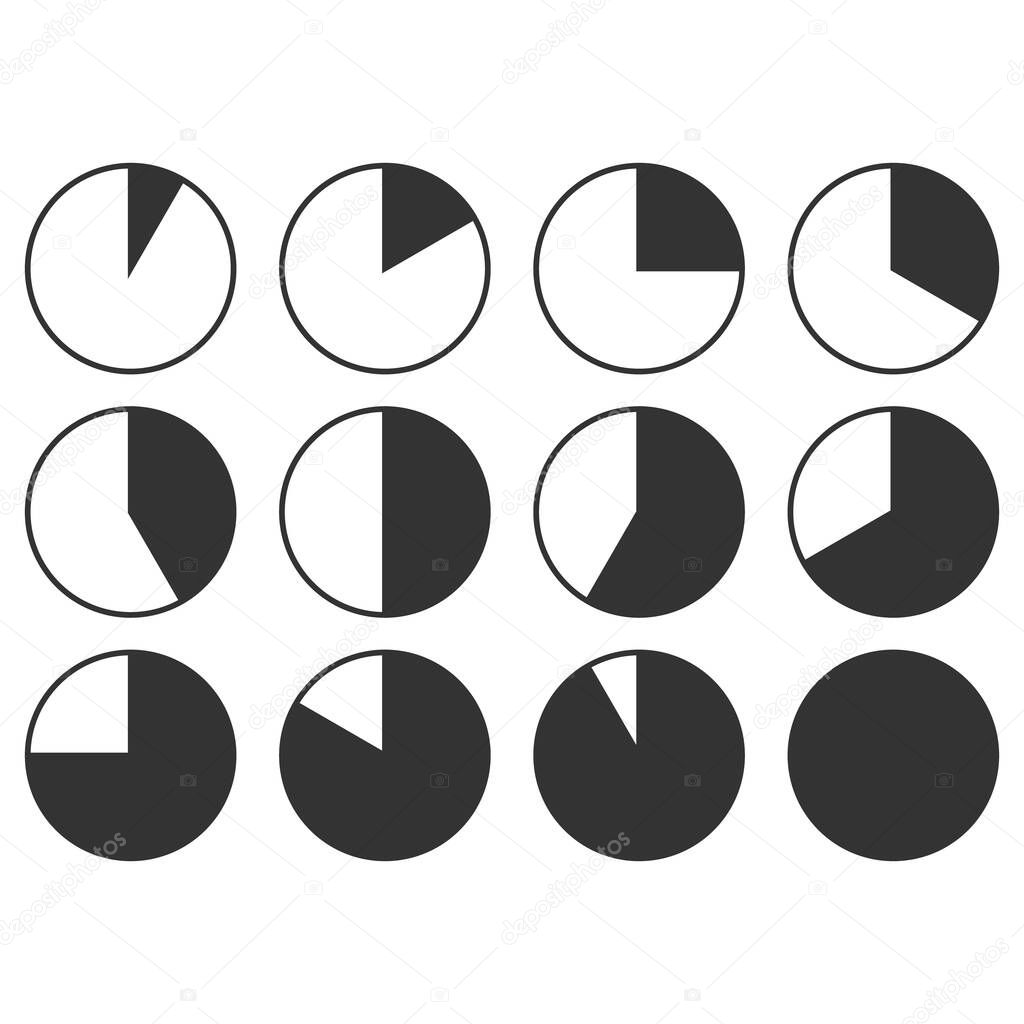 Set of Timer vector icons on transparent background. Countdown Timer vector icons.