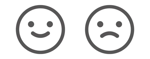 Ícone emoji feliz e triste isolado no fundo branco —  Vetores de Stock