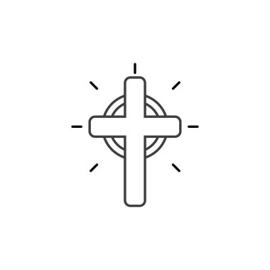 Siyah Hıristiyan çapraz simgesi. Soyut çizgi Hıristiyan çapraz. Vektör çizim.