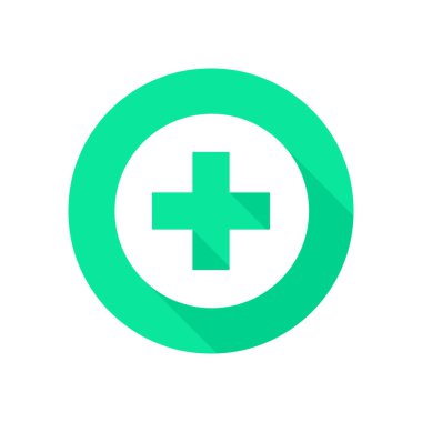 Yeşil çapraz eczane simgesi. Vektörde izole edilmiş yeşil haç. Eczane çapraz