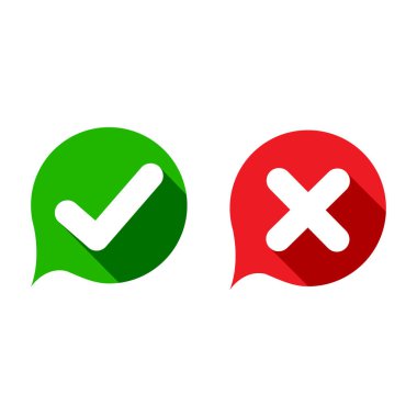 Düğmelerin reddini ayarlayın ve doğrulayın. Simgeler. Vektör illüstrasyonu