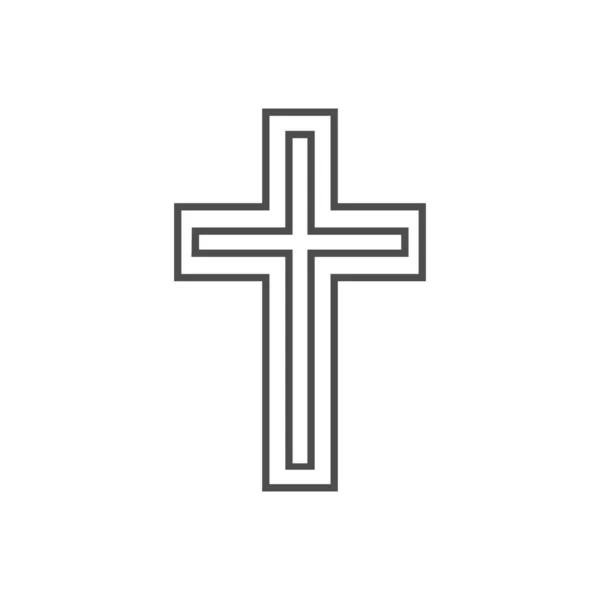 黒いクリスチャン十字形のアイコン。抽象的なライン キリスト教の十字。ベクトル図. — ストックベクタ