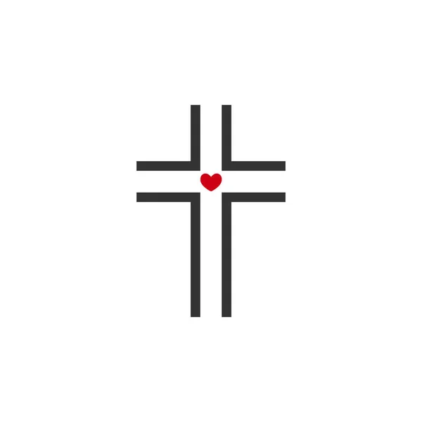 Svart, kristen korsikon. Abstrakt kors på linje med kristne. Vektorillustrasjon . – stockvektor