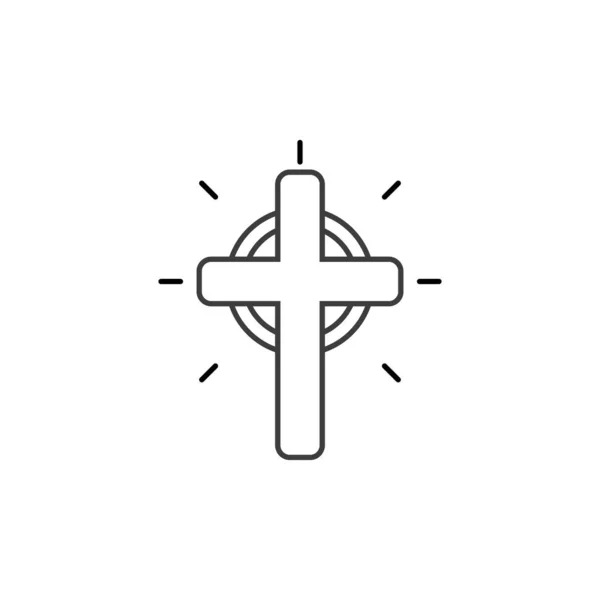 Zwarte christelijke kruis pictogram. Abstracte lijn christelijke kruis. Vectorillustratie. — Stockvector