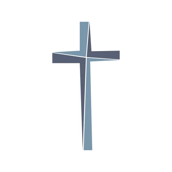 Graues christliches Kreuz. einfaches christliches Kreuz auf hellem Hintergrund. Vektorillustration — Stockvektor