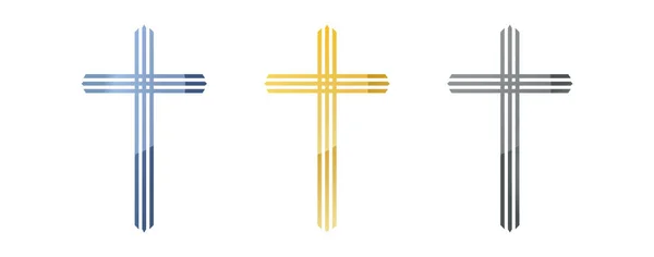 Keresztény kereszt ikon. A kereszténység szimbóluma fehér alapon. Vektorillusztráció — Stock Vector
