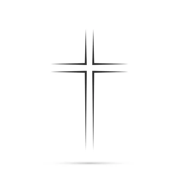 Gray Christian cross icon. Simple Christian cross on light background. Vector illustration — Stock Vector