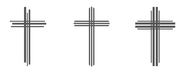 Gri Hıristiyan simgesi çapraz. Açık renkli basit Hristiyan çarmıhta. Vektör çizim — Stok Vektör