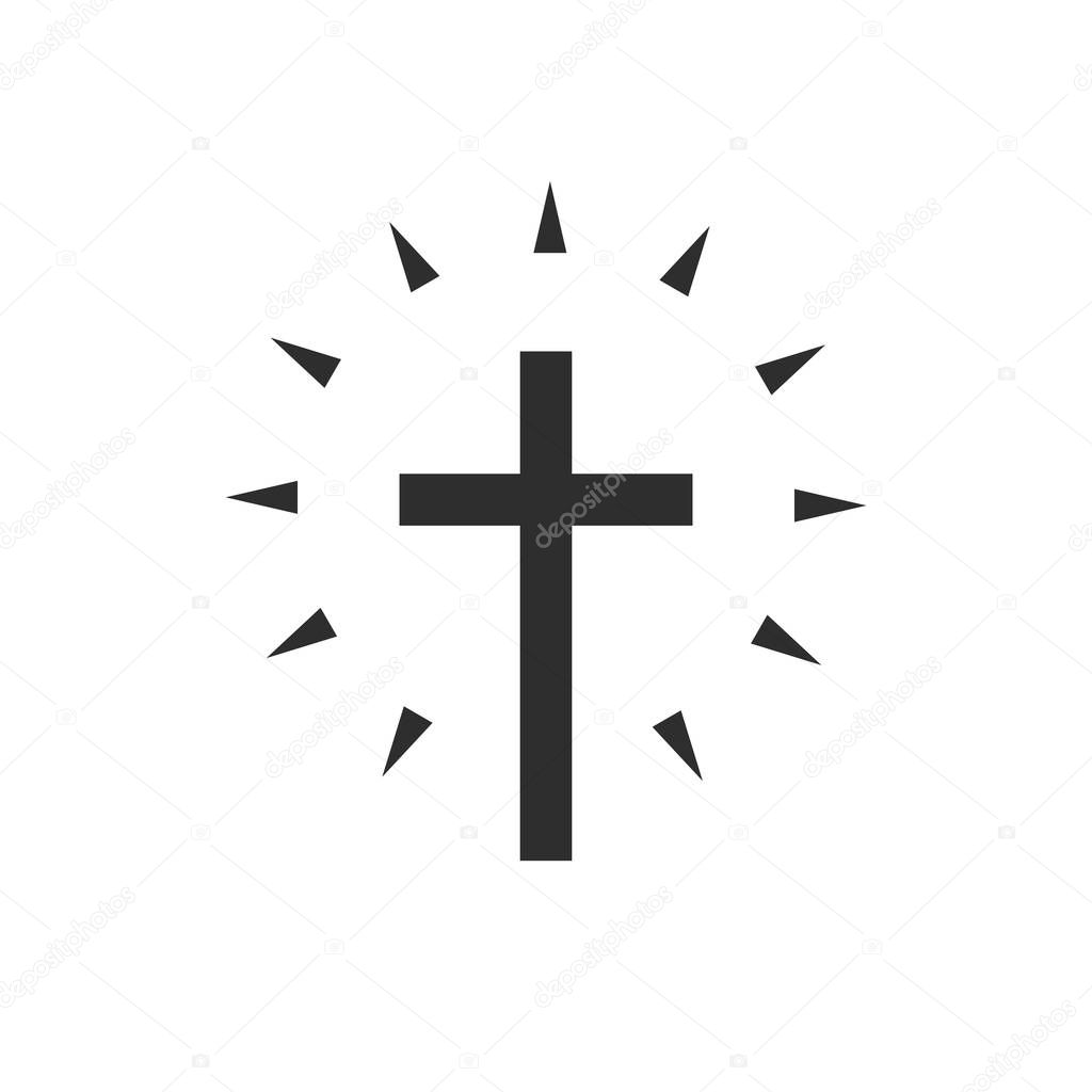 Black christian cross icon. Abstract line christian cross. Vector illustration.