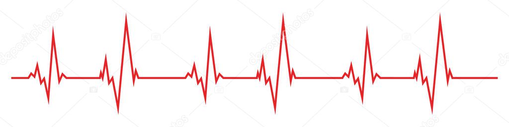 Red heartbeat icons in flat design. Vector illustration. Sign of the electrocardiogram isolated.