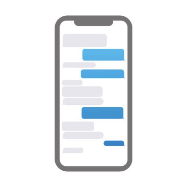 Sms app, düz stil vektör çizim mesajlaşma ile Smartphone