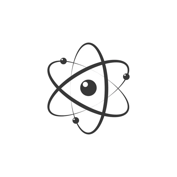 Düz tasarım atom simgesi. Gri molekül simge veya izole atom sembolü. Vektör çizim.