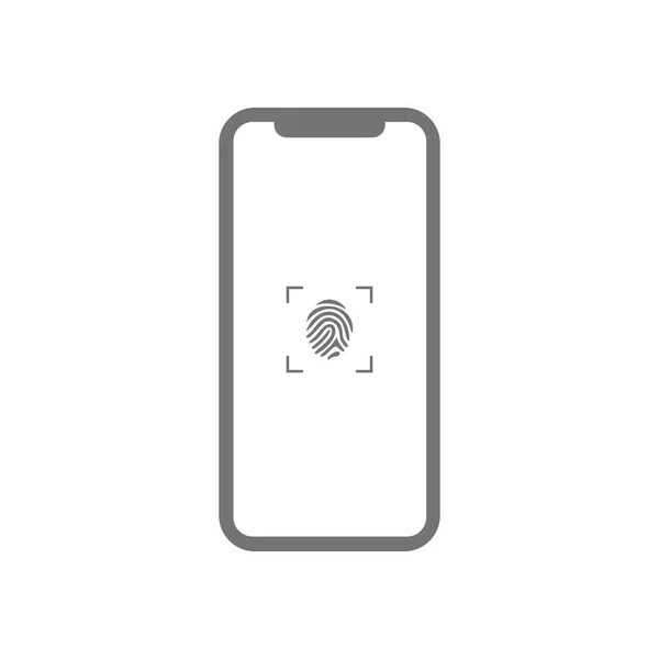 Fingerprint Smartphone Screen Authentication Identification Device Thin Line Icon Vector — Stock Vector
