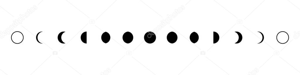 Moon phases astronomy set Icon, Vector illustration on the white background .