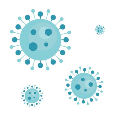 Blue Virus, bacteria, microbes icon. Set vector bacteria sign in flat style. Microbe bacteria icon isolated on white background. clipart
