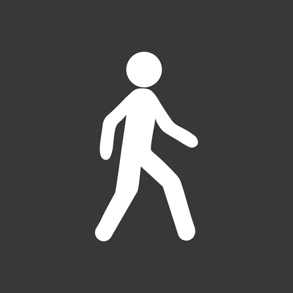 Άνθρωπος Περπατάει Λευκό Επίπεδο Απλό Διανυσματικό Εικονίδιο Σκιά Μαύρο Φόντο — Διανυσματικό Αρχείο