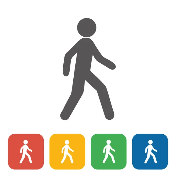 Icono Caminar Botón Cuadrado Internet Seis Opciones Color Incluidas — Archivo Imágenes Vectoriales