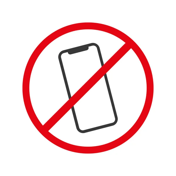 Teléfono prohibido signo vectorial. Sin teléfono, sin letrero de teléfono inteligente sobre fondo blanco. No hay señal de teléfono celular aislado — Archivo Imágenes Vectoriales