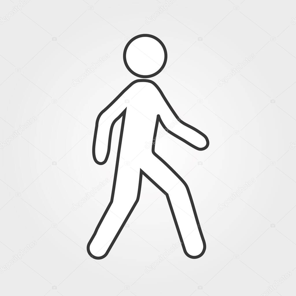 Man walk icon on white background. Vector illustration