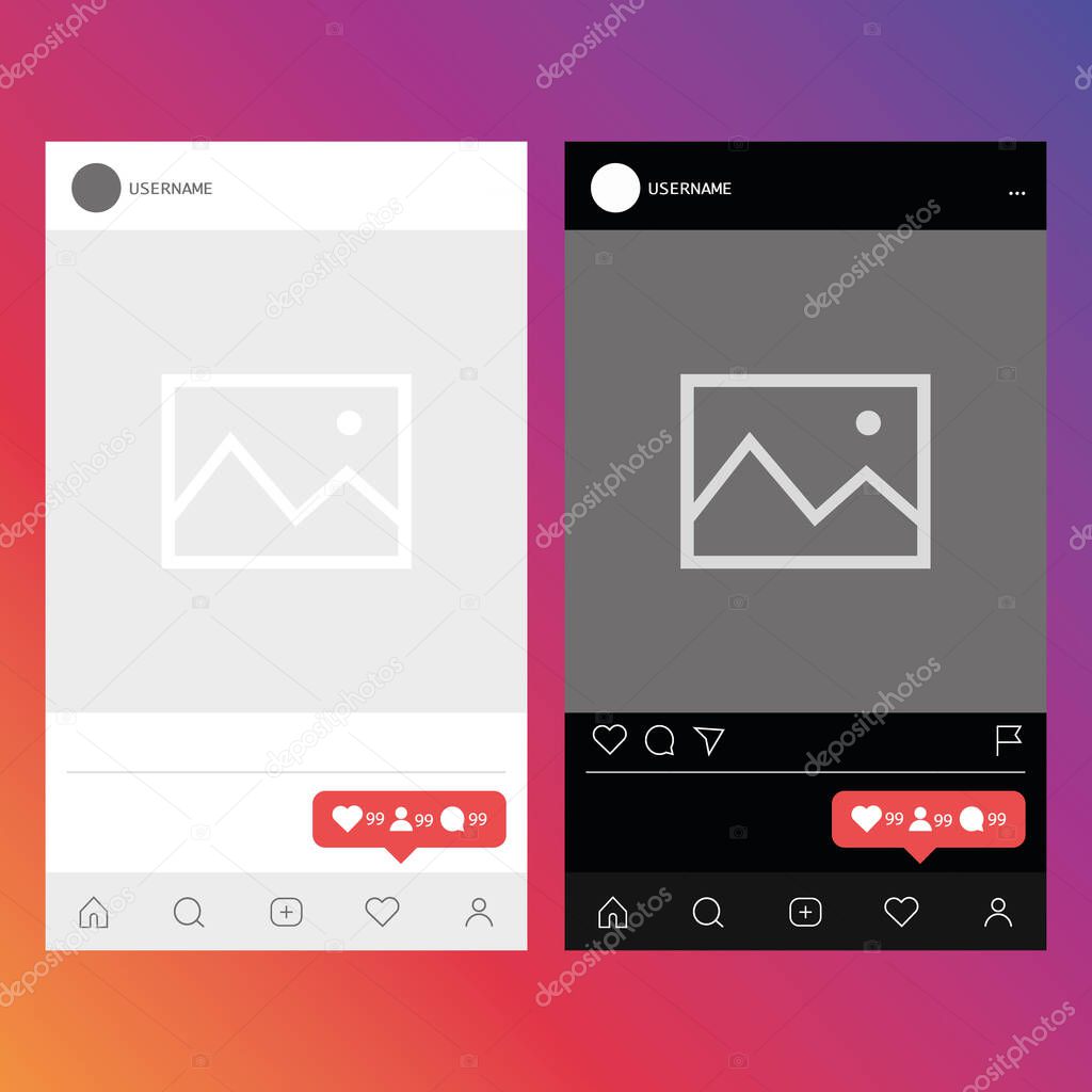 The Best UI Design for mobile app. Interface template. Realistic smartphone with instagram on screen. Vector illustration EPS10