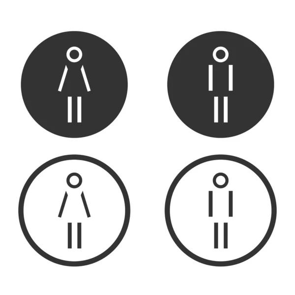 Vektorové Ikony Muž Žena Znamení Toaletu Ikonu Minimální Styl Piktogram — Stockový vektor